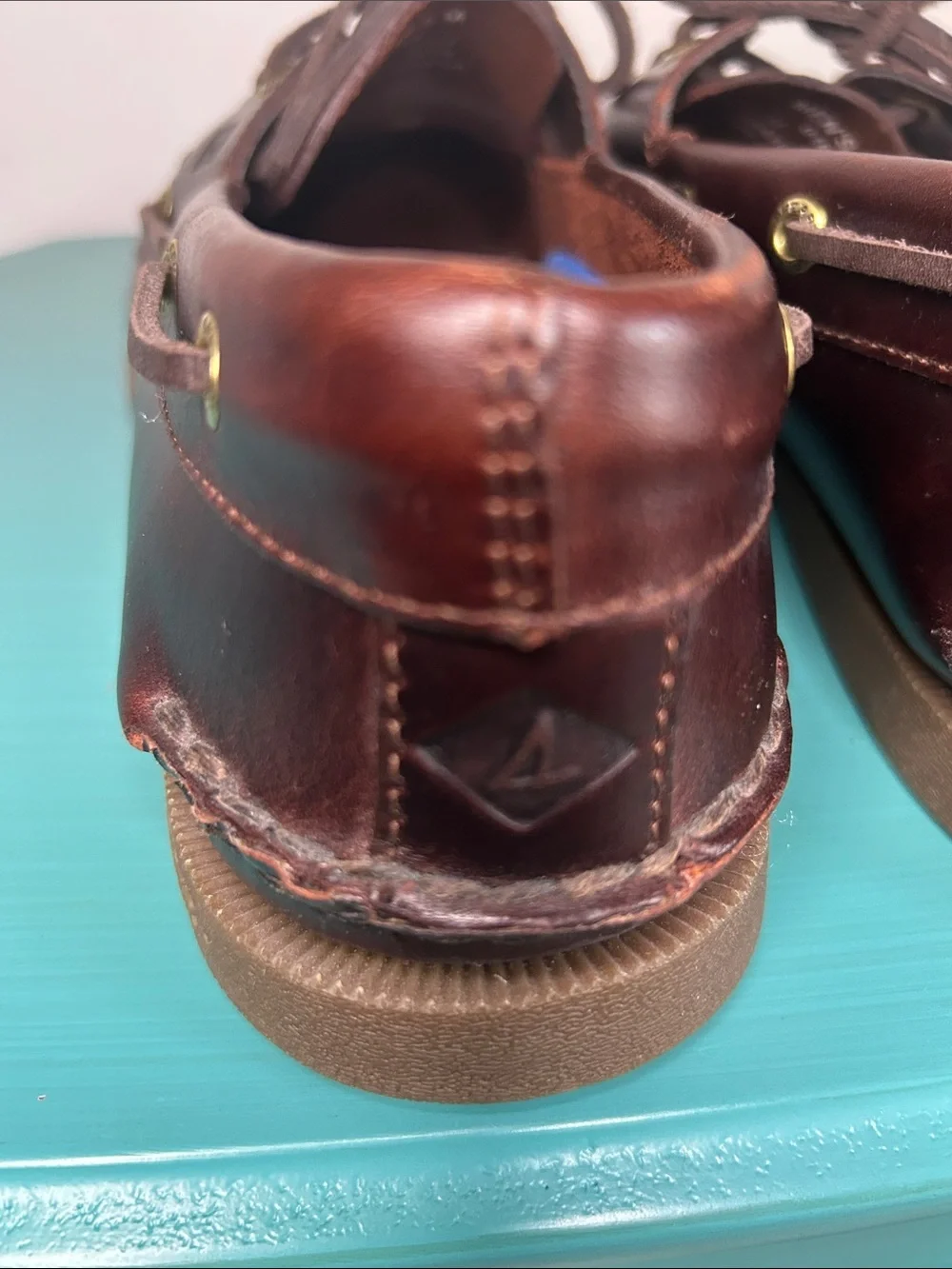 Sperry Top Siders Men’s Dark Brown Amaretto Leather Moc Toe Boat Shoes